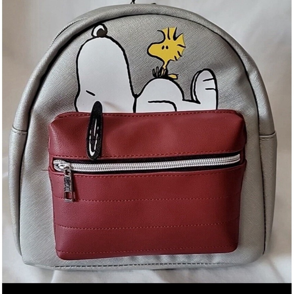 Peanuts Snoopy & Woodstock  Mini Backpack 🎒 Doghouse Pocket Tote Bag NWOT